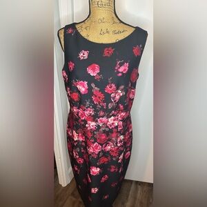 Talbots Black and Pink Floral Sheath Dress